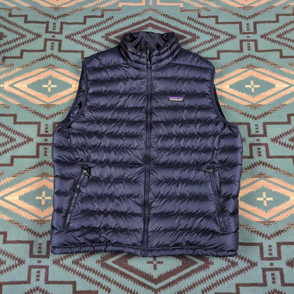 Patagonia Men's Down & Feather Sweater Vest Navy Blue XL Insulated Gorp Core=